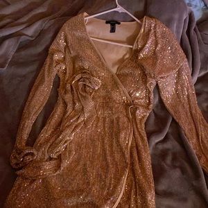Rosegold, long sleeve mini dress